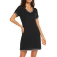 thumbnail image 3 of Nightgowns for Womens Short Sleeve Nightdress V Neck Nightshirt Comfy Sleep Shirt Pajama S-XXL, 3 of 6