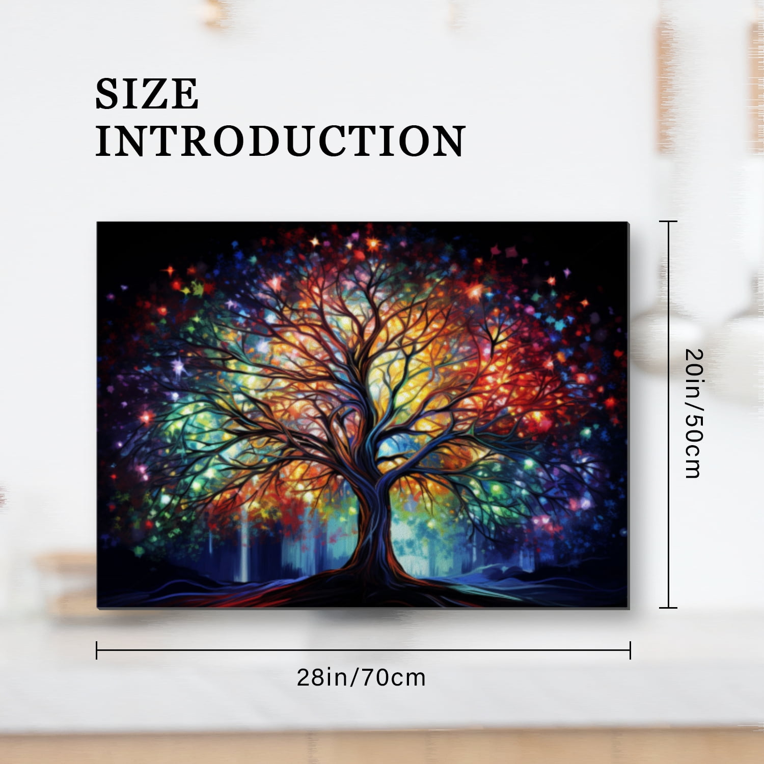 Cooktop Covers For Electric Glass Top, Colorful Huge Tree Pattern Heat Resistant Flat Stove Top Cover, Square Foldable Decoration Mat for kitchen RV (28×20 Inch)