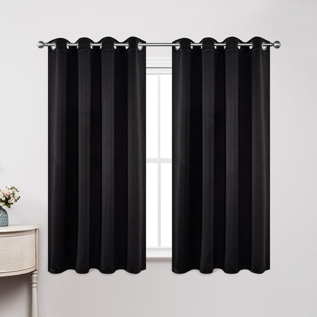 Cortina Joydeco Blackout con aislamiento térmico de 132 x 137 cm, color negro