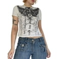 thumbnail image 2 of Qiylii Women Fairy Grunge Crop Tops Aesthetic Graphic T-Shirts 90s Vintage Harajuku Tees Shirts 2000s E-Girls Streetwear, 2 of 9