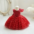 thumbnail image 3 of Alvivi Flower Girl Wedding Party Formal Gown Toddler 3D Butterfly Applique Tulle Tutu Princess Dress Burgundy 4-5, 3 of 7