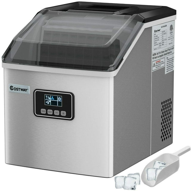 Máquina de hielo COSTWAY para encimera, 48 libras/24 h, acero inoxidable