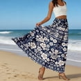 thumbnail image 6 of LWavelet Women Floral Print Tiered Maxi Skirt Elastic Waist With Pockets Boho Summer Long Skirt Navy XL, 6 of 6