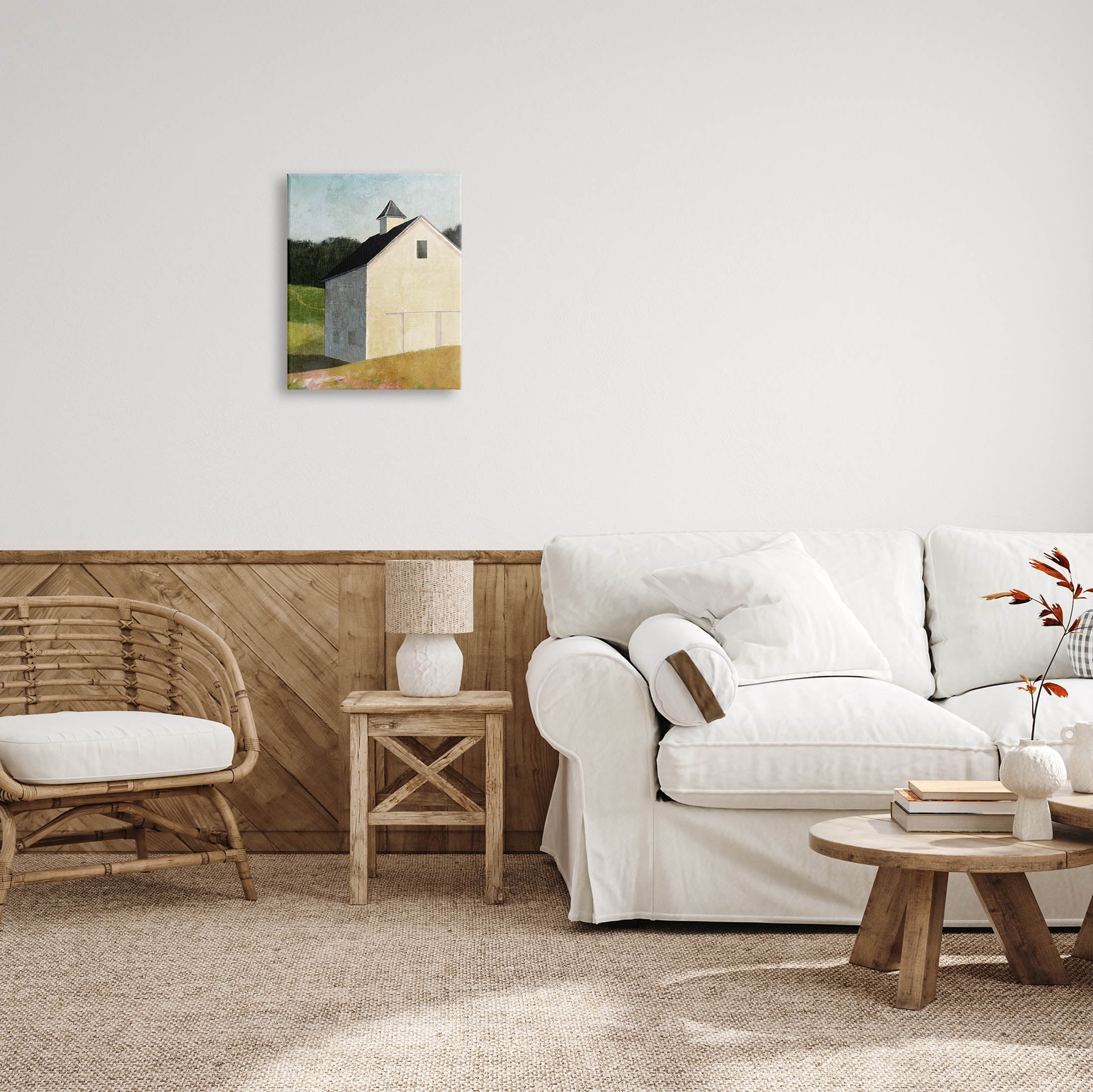 Stupell Industries Countryside Hills Barn Scenery Painting Gallery Wrapped Canvas Print Wall Art, Design by Suzanne Nicoll