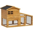 thumbnail image 2 of Historyli Jaula para conejos de doble capa,casa para mascotas de interior/exterior,jaula de madera para conejos con corral,bandeja extraíble,techo de asfalto resistente a la intemperie y rampa, 2 of 7