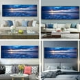 thumbnail image 7 of Ocean Canvas Wall Art Teal Coastal Beach Painting Blue Sky Natural Turquoise Landscape Panoramic Picture Gold Foil Textured Artwork without Fram for Living Room Bedroom Kitchen Bathroom Decor,60x20in, 7 of 7