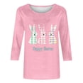 thumbnail image 4 of Idoravan Womens 3/4 Sleeve Tops And Blouses Women's Fashion Easter Printed T-shirt 3/4 Sleeves Blouse Round Neck Casual Top, 4 of 7