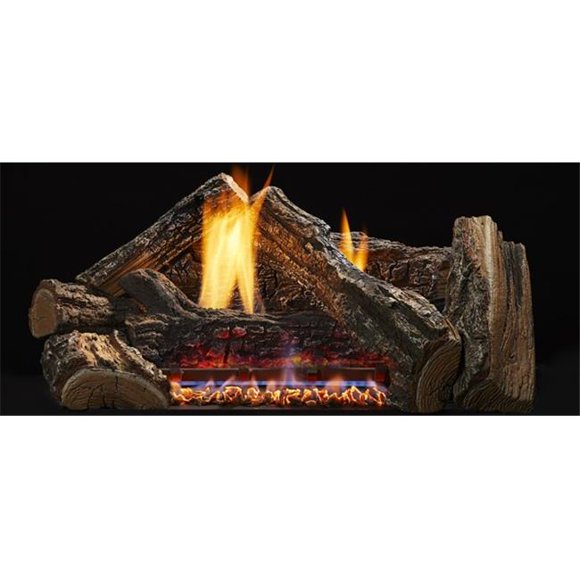 24 in. Burncrete Hybrid Dynamo Log Set for Glow Getter 24 in. Burner - 7 Piece