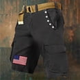 thumbnail image 2 of Independence Day Men's Patriotic Cargo Shorts, American Flag Print Multi-Pocket Casual Work Shorts Dark Gray-H, 2 of 6