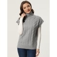 thumbnail image 2 of Chaleco de Cuello Alto para Mujer Chaleco sin Mangas Jersey de Punto de Color Sólido Suéter Informal Gris S, 2 of 6
