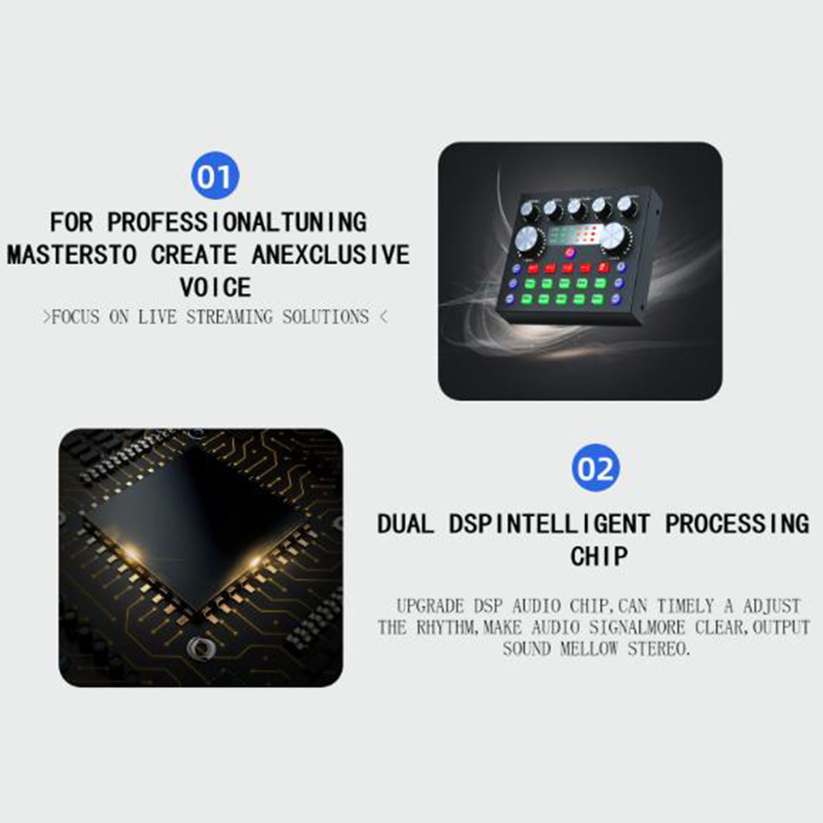 Live Sound Card with Dj Mixer Effects,Live Sound Card with Dj Mixer Effects & Voice Changer,Live Sound Card Audio Mixer,16 Special Effects Sounds for Streaming/Podcasting/Gaming