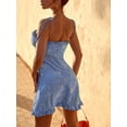 thumbnail image 2 of ZAFUL Women Sexy Prom Dress Polka Dot Ruffle Backless Overlap Dress Blue M, 2 of 7