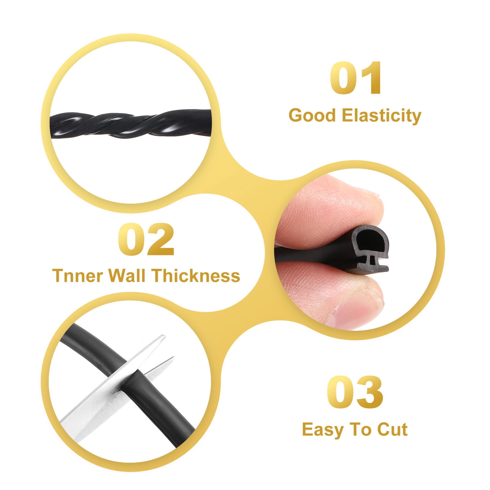 Window Weather Stripping Door Seal, 5/16" Wide Bulb Bubble TPE Weatherstrip Seal for 0.3" Slot (10 m/33 ft, Black)