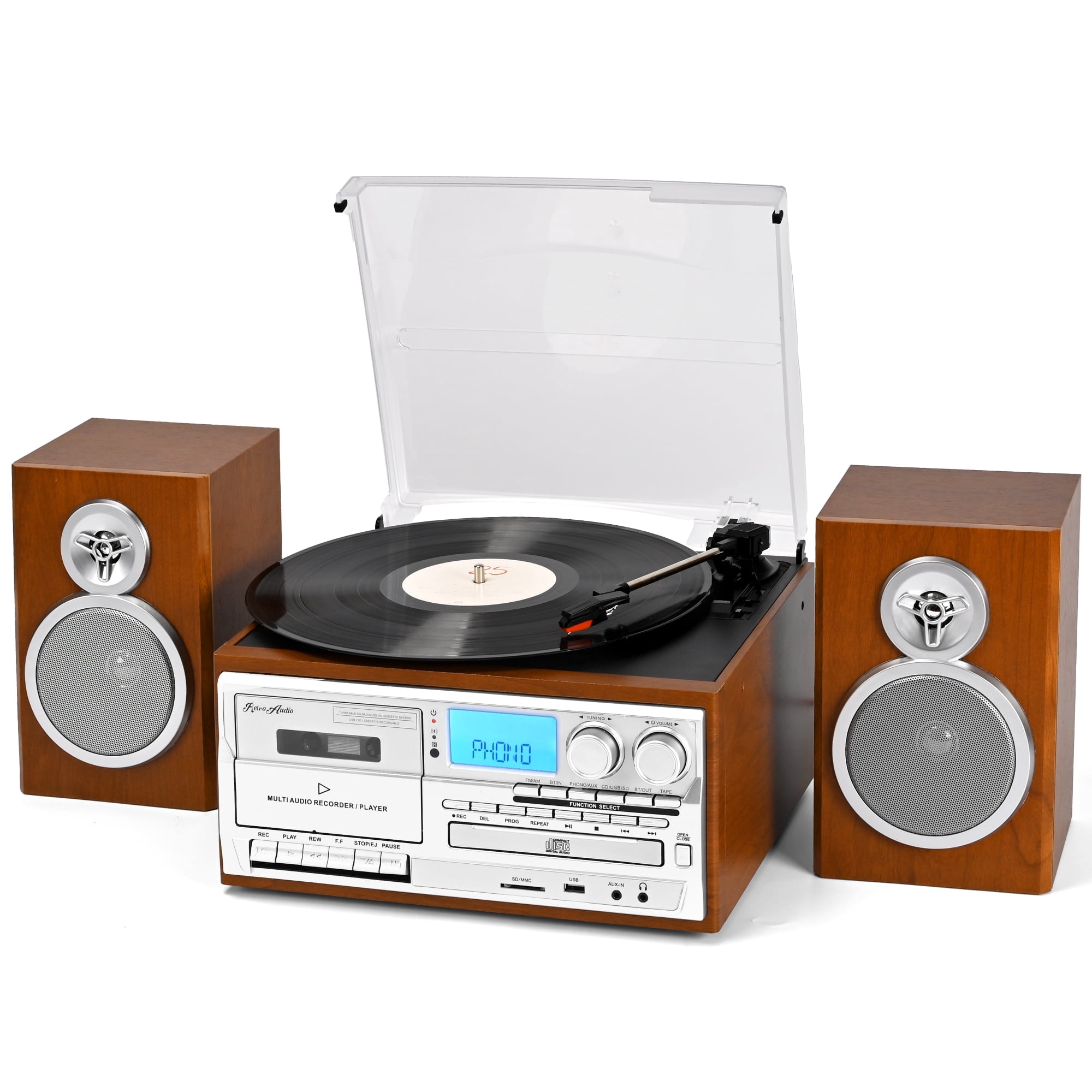 Victor Cosmopolitan 8-in-1 Turntable Music Center with Bluetooth