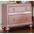 thumbnail image 2 of Glamorous Rose Gold 2-Drawer Wooden Nightstand with Mirror Trim &amp; Bun Feet | Contemporary Bedroom Accent Table | Solid Wood &amp; Wood Veneer | 28" H, 2 of 6