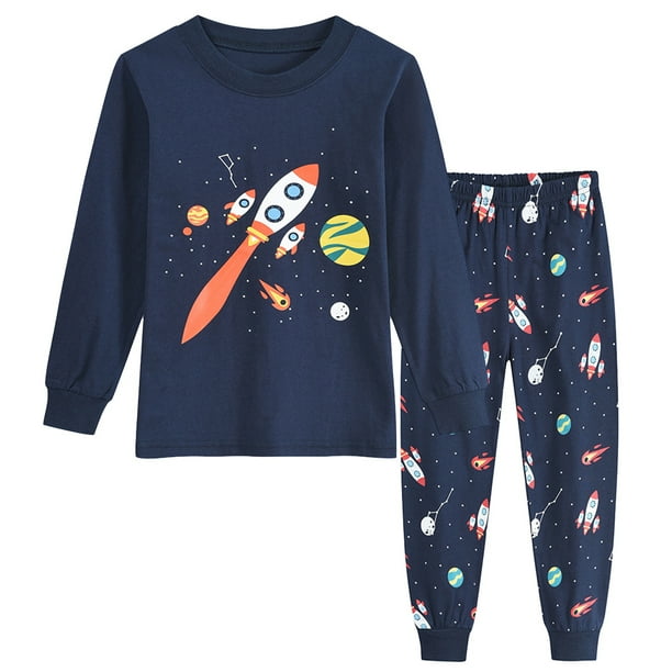 Little Hand Kids Boys Sleepwear Infant Kids Pajamas Set Space Rocket Print Cotton 2pjs Size 2 7 Years