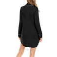 thumbnail image 4 of aidice Pajamas Dresses for Women Lapel Neck Button up Long Sleeve Comfy Soft Loose Night Dresses Pockets, 4 of 4