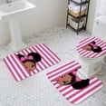 thumbnail image 2 of Cute Girl Bathroom Rugs Set Pink White Stripe Bow Cartoon Vintage Style Non Slip Absorbent Soft Bath Mats 3 Piece Set with Bathroom Rug, U-Shaped Floor Mat, Toilet Seat Cover Large Size, 2 of 9