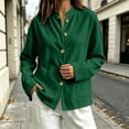 thumbnail image 3 of LUVDA Women's Corduroy Button Cardigan Fall Winter Band Collar Patch Pocket Shacket, 3 of 6