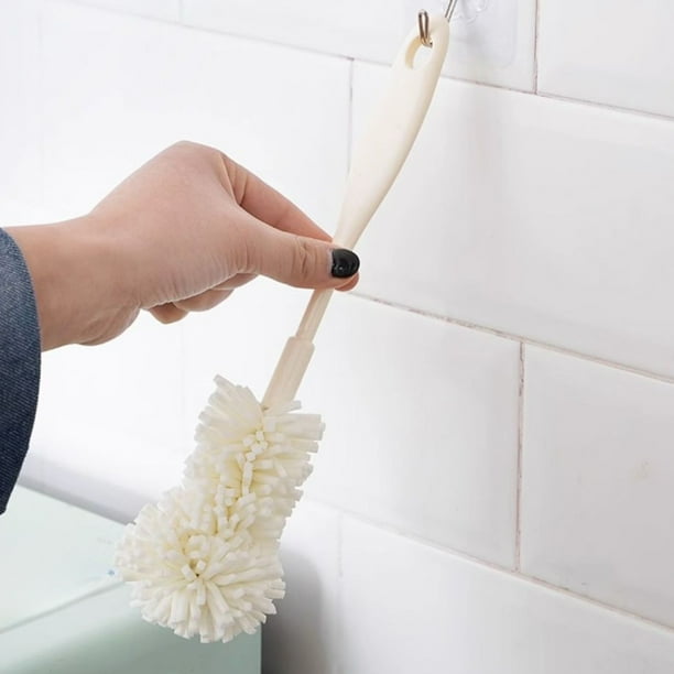 Juego de cepillos multifuncionales para tazas y biberones | Mangos largos y cortos para biberones, tazas y zonas de difícil acceso | Cepillo de limpieza de plástico para el hogar y la cocina