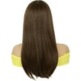 thumbnail image 3 of QUEENTAS 20 Inch with Bangs Long Brown Wigs for Women Straight Long Bob Wig Synthetic Brown Hair Wigs Sandy Brown Glueless Wig Cap, 3 of 12
