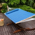 thumbnail image 2 of Lazy Daze Hammocks Quilted Fabric Hammock with Pillow for Two Person Double Size Spreader Bar Heavy Duty Stylish, Blue Floral, 2 of 7