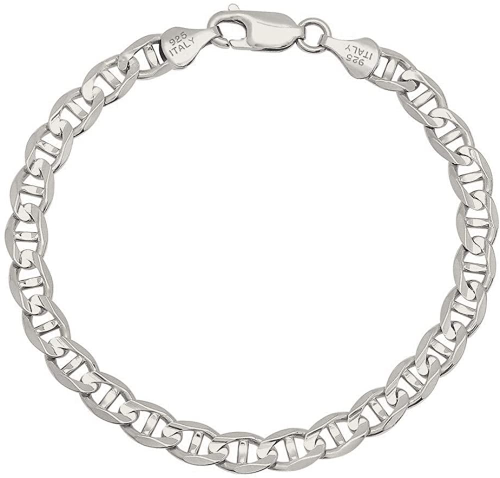 Savlano Savlano 925 Sterling Silver Italian Solid Mariner Link Chain Bracelet For Men Women Made In Italy Comes Gift Box Walmart Com Walmart Com