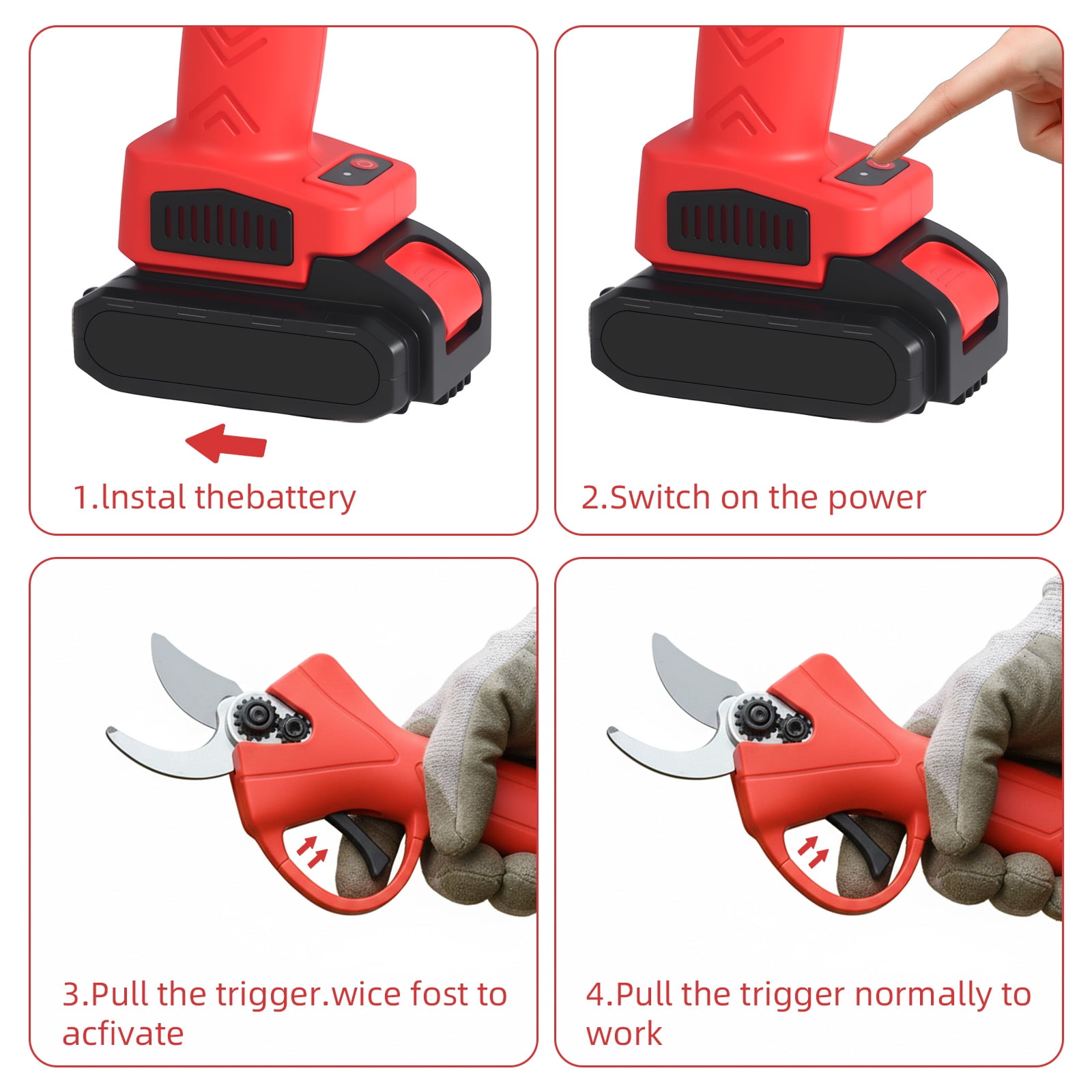 Paddsun Cordless Electric Pruning Shears – 30mm Max Cut, 21V 2.0Ah Battery, 6000 Cuts per Charge, Lightweight Handheld Branch Cutter for Garden, Orchard, Farm