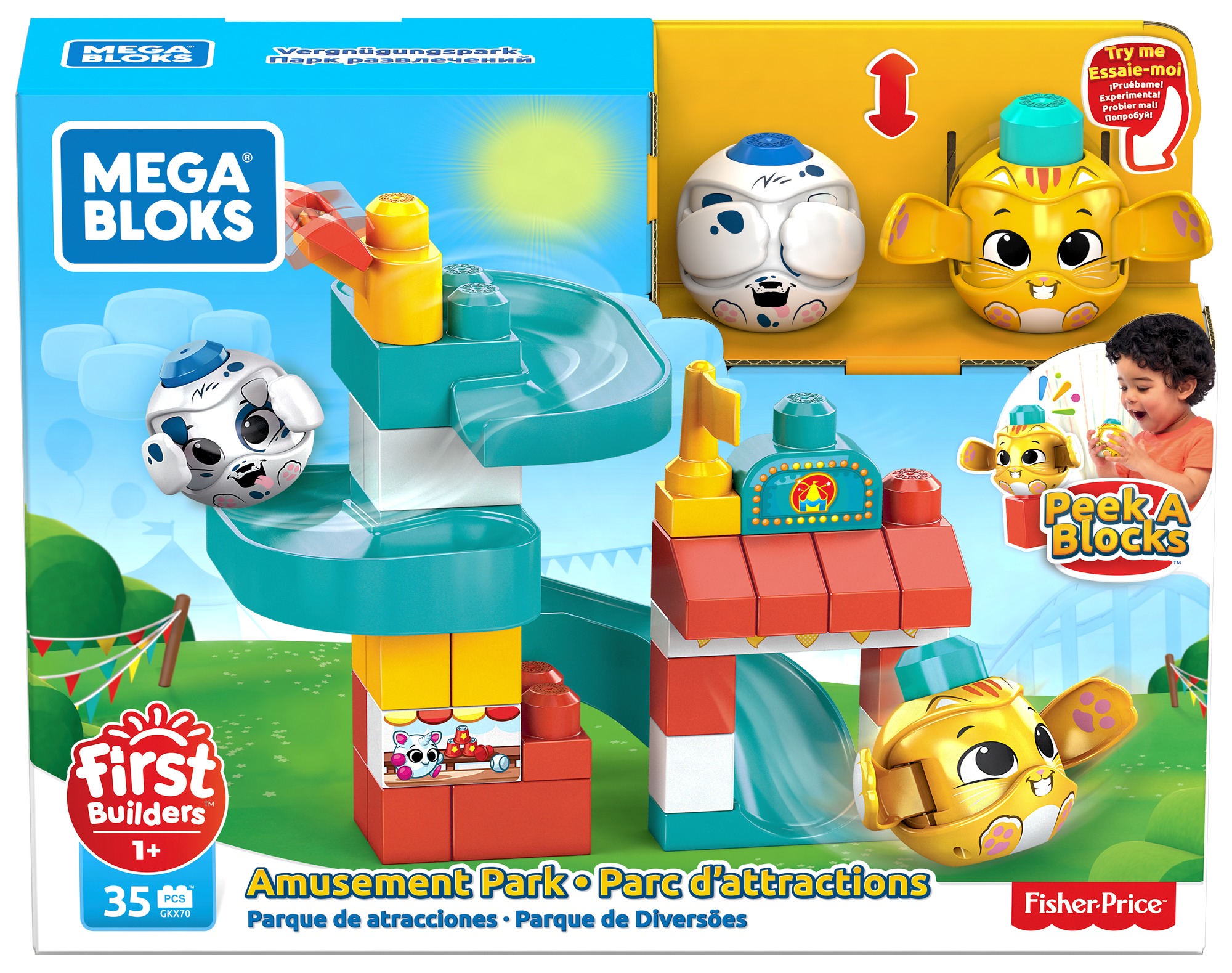Mega Bloks Peek A Blocks Amusement Park with Big Building Blocks, Building Toys for Toddlers (35 Pieces) - image 4 of 7