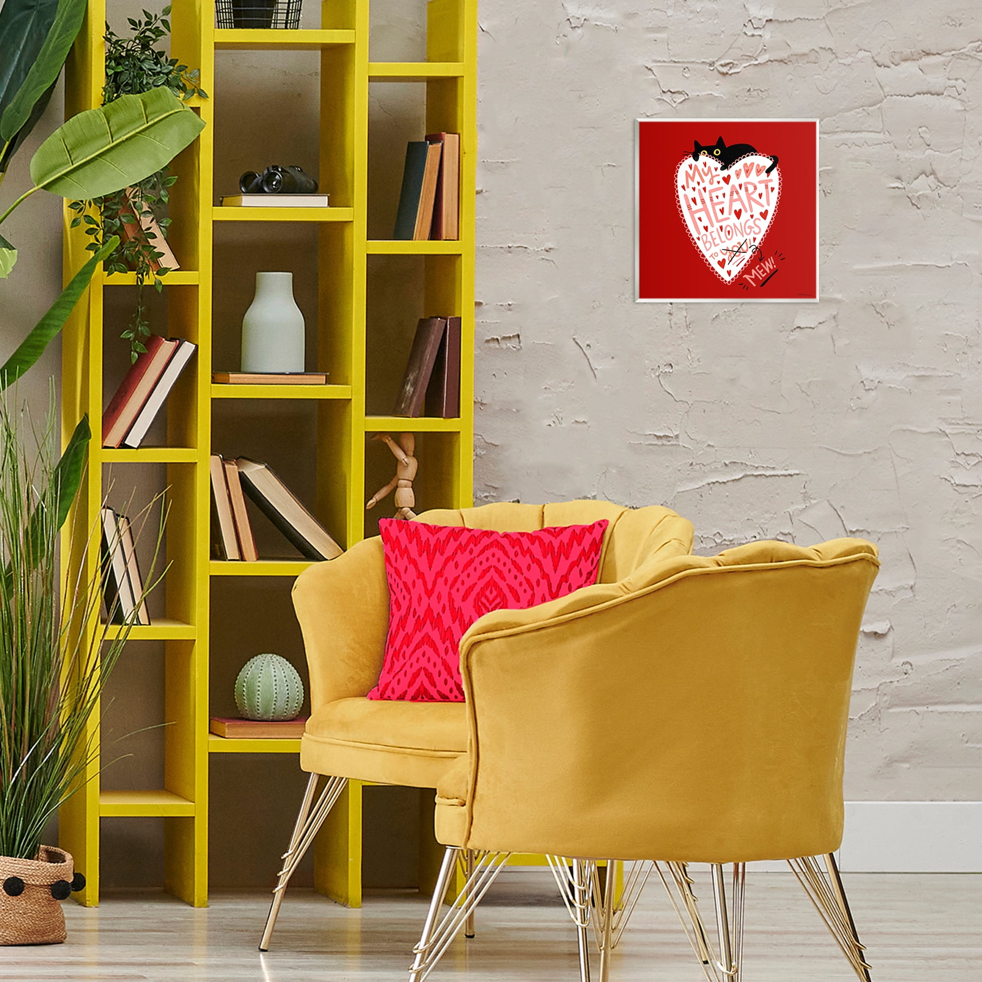 Stupell Industries Heart Belongs To Mew Animals Painting Unframed Art Print Wall Art, 12 x 12