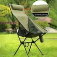 thumbnail image 3 of Yedigre Outdoor Folding Moon Chair with Headrest Side Pocket Aluminum Alloy Frame Heavy Duty Lightweight Portable Camping Backpacking Hiking Collapsible Chair, 3 of 8
