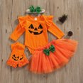 thumbnail image 1 of Mialoley Tenue d'Halloween pour Bébé Filles, Barboteuse à Manches Longues Imprimée, Jupe en Maille, 1 of 8