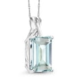 thumbnail image 2 of Gem Stone King 10K White Gold Sky Blue Simulated Aquamarine Pendant Necklace for Women (6.64 Cttw, Gemstone Birthstone, Emerald Cut 14x10MM, with 18 inch Chain), 2 of 5