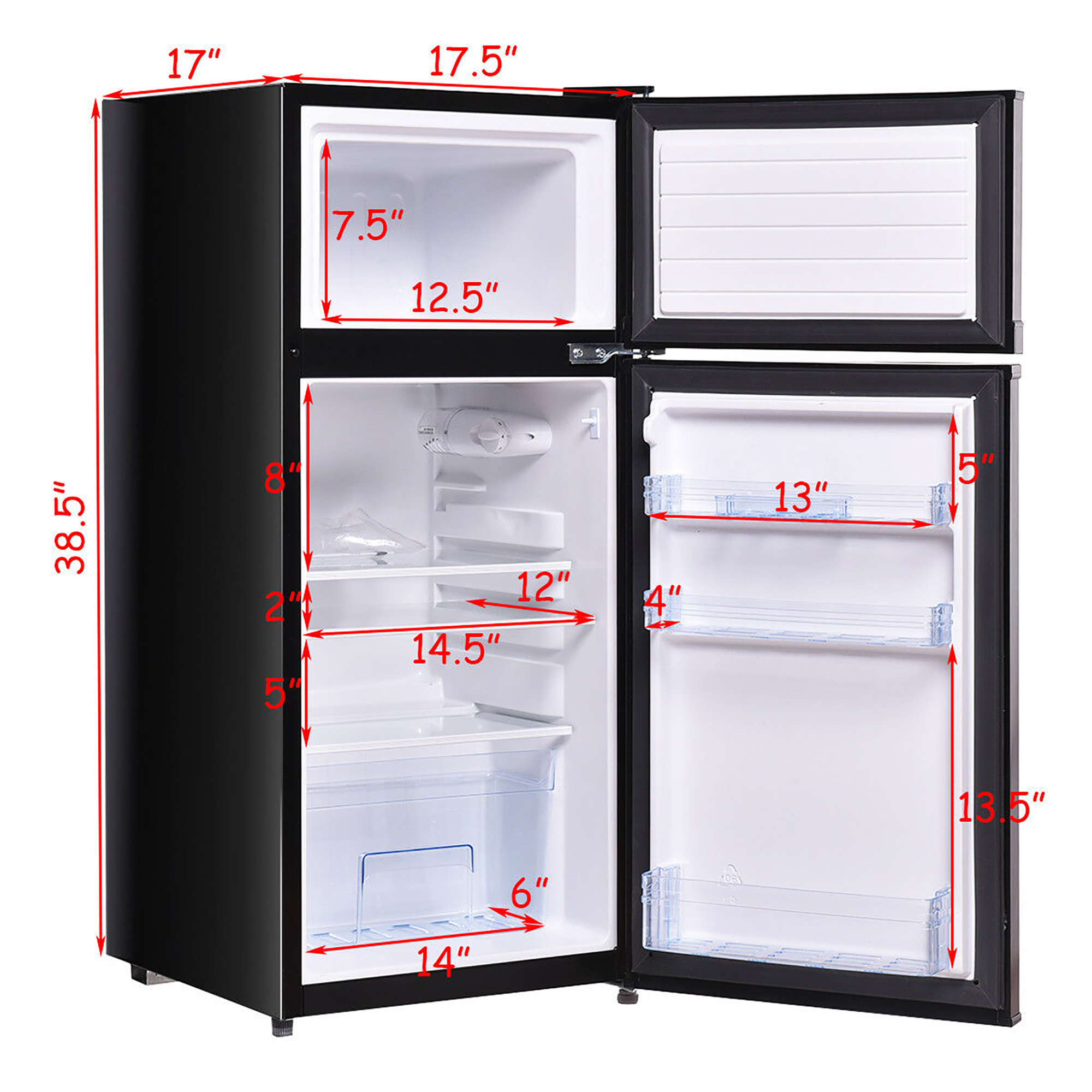 Costway 2 Doors 3.4 cu ft. Unit Compact Mini Refrigerator Freezer Cooler - image 3 of 10