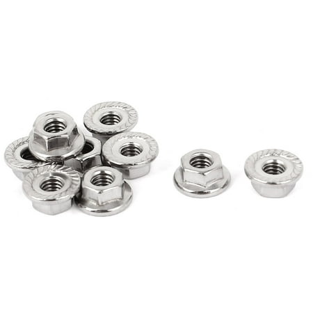 10 Flanged Stainless Steel - 10 Pcs 10mm Diameter Stainless Steel Serrated Hex Flange Nuts Locknuts M4x0.7mm