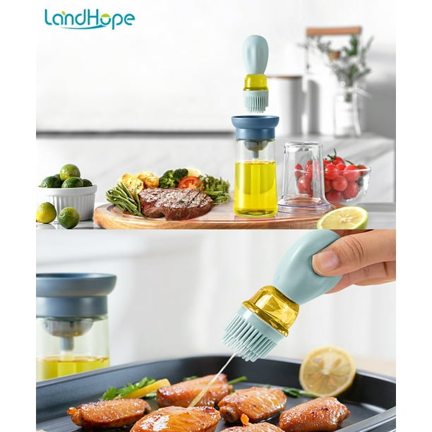 Kitchen Oil Cruet Portable 2In 1 Dropper Measuring Oil Dispenser Bottle  Cooking Baking BBQ Grill Oil Bottle with Silicone Brush