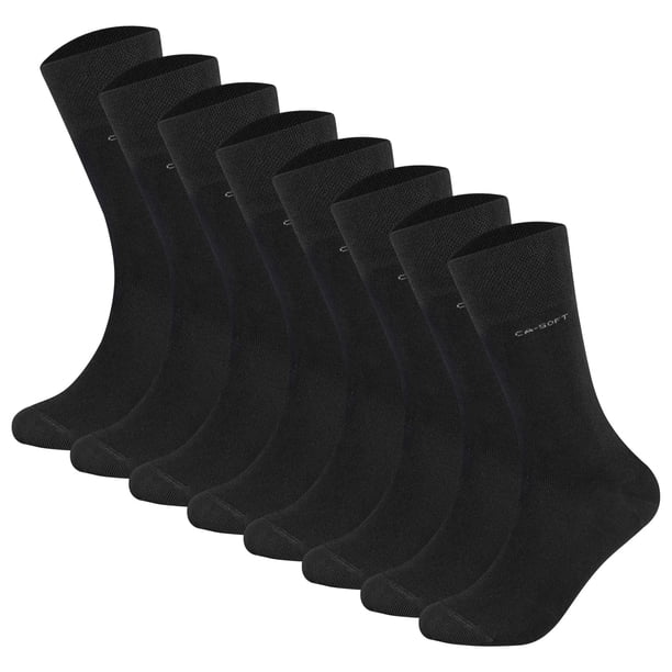 Calcetines unisex Camano - Calcetines suaves, monocolor, paquete de 8 Negro 43-46