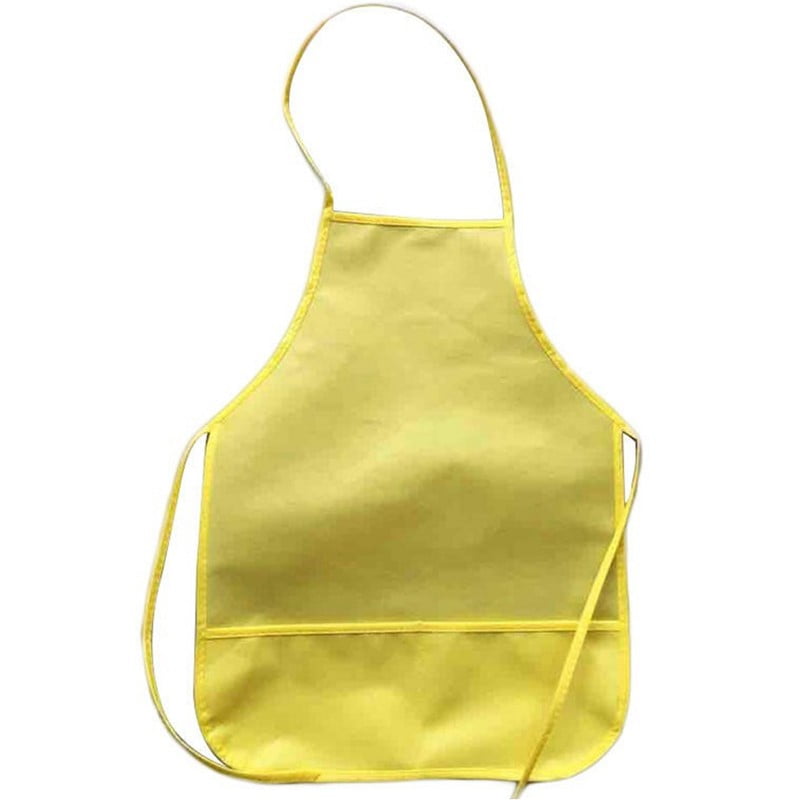 Aprons Children Fabric Pockets Kitchen Classroom Crafts Painting Yellow Craft 