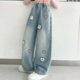 thumbnail image 4 of MEZZALL Toddler Girls Fashion Cute Personality Pants Elastic Waist Wide Leg Jeans Casual Demin Pants With Pockets Soft Baby Wear, 4 of 9