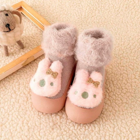

Cathalem Toddler Canvas Slip on Shoes Boys Autumn And Winter Comfortable Baby Toddler Shoes Cute Cartoon Children Cotton Warm Shoes Pink 18