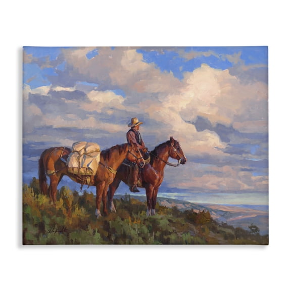 Stupell Industries Traditional Cowboy with Horses Countryside Canvas Art, 20 x 16, by Chad Poppleton