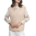 thumbnail image 2 of MESSUEN Sweater Vest Knitted Sweater Cable Knit Sweater Women's Tops Casual Shirts for Women Sleeveless Summer Tops for Women Sleeveless T Shirts for Women Beige L, 2 of 5