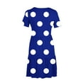 thumbnail image 4 of QQAMB Womens T-Shirt Dress with Pockets Summer Scoop Neck Ruffle Dress Casual Soft Print Graphic Short Sleeve Sundress Blue 2XL, 4 of 6