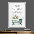 thumbnail image 2 of IDEA4WALL Framed Canvas Print Wall Art Boho Bathtub with Daisy Flowers Wall Decor Vintage Retro Print Fresh Soap and Water Illustration Warming Dynamic for Bathroom - 24"x36" White, 2 of 5