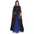 thumbnail image 3 of Long Cape Cloak Santa Muerte With Peonies Calavera Catrina Day Of The Dead Hooded Cloak Coat Autumn Hoodies, 3 of 4