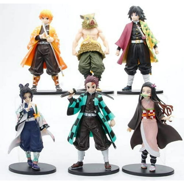 Demon Slayer Figura de acción Set Figuras 6 PCS Set 63 pulgadas Zenitsu Inosuke Tanjiro Nezuko Tomioka Shinobu Figura coleccionable Regalos Decoración