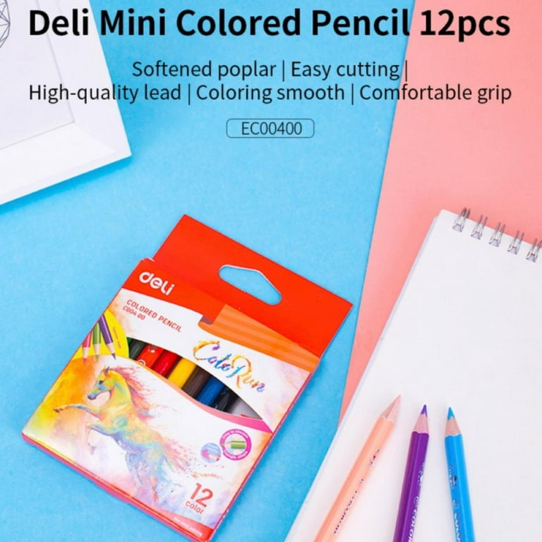 Colored Pencils, 12 Colors Refills Set, Deli Soft Core Based Pencil,  Nontoxic Art Coloring Drawing Pencils for Student Adult Coloring Book,  Sketch 