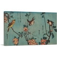 thumbnail image 1 of ARTCANVAS Sparrow and Wild Roses and Cherry Blossoms 1833 Canvas Art Print by Utagawa Hiroshige - Size: 12" x 8" (0.75" Deep), 1 of 9