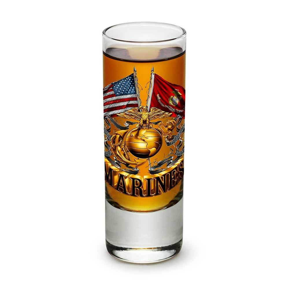 Shot Glasses US Marine Corps Gifts for Men or Women Double Flag
