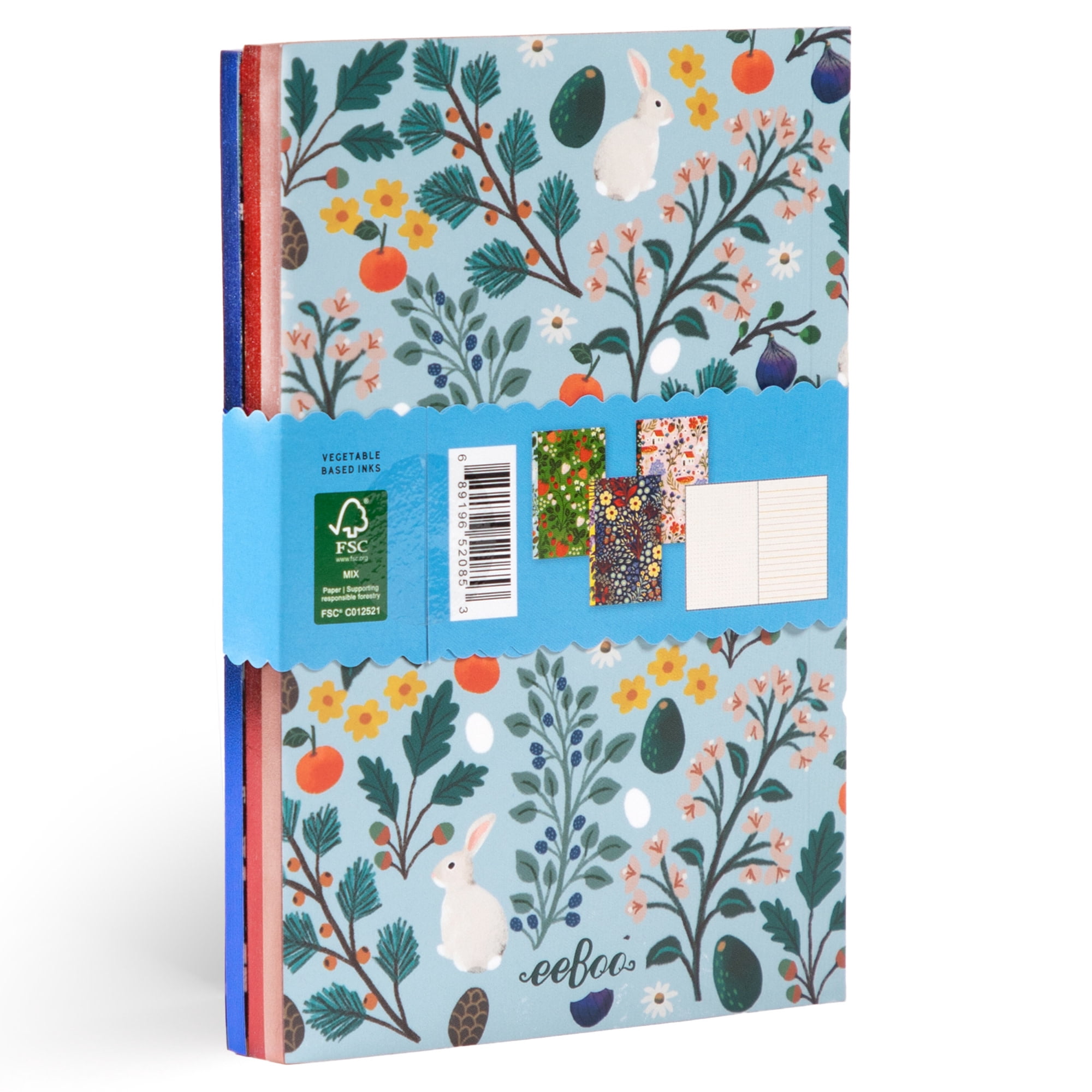 eeBoo Piece & Love: Shelley's Little Books- Set of 3 Notebooks, 5.75 x 4" Portable Size, Nature Themed Journals, Notes-Sketch-Draw, Lines & Dot Grid